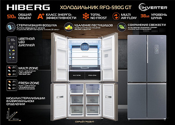 картинка Отдельностоящий холодильник Hiberg RFQ-590G GT inverter 
