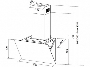 картинка Кухонная вытяжка наклонная Midea MH60AN364GB черная 