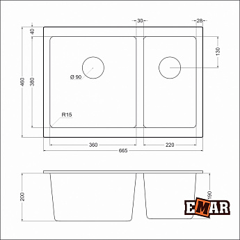 картинка Мойка для кухни Emar EMQ-2665.PL  картинка Мойка для кухни Emar EMQ-2665.PL